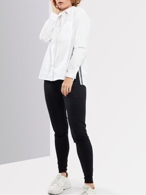 LACOSTE Women Button Down Long Sleeve Plain Casual Shirt Striped Accent White 32